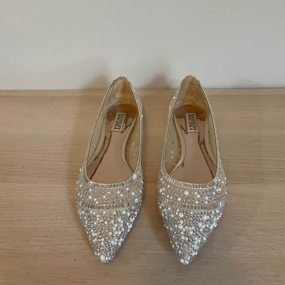Badgley Mischka Gigi Pointed Toe Flat Evening Shoe